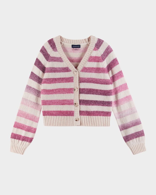 Girl's Ombre Striped Cardigan, Size 7-16